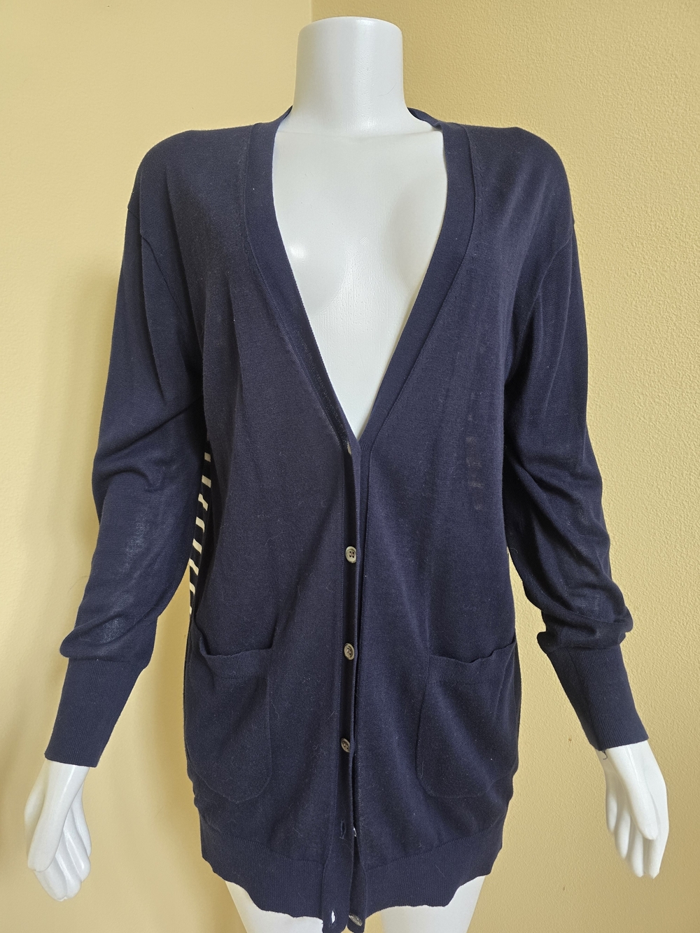J. Crew Navy Button-Front Pocket Cardigan
